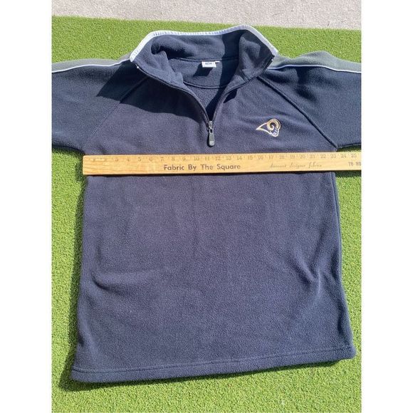 Vintage LA St Louis Rams Mens Medium Quarter Zip Fleece Jacket Pullover Blue Poc - Picture 4 of 6